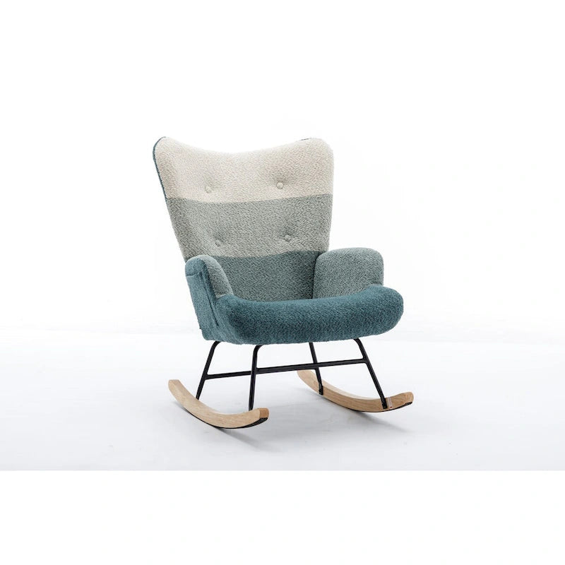 Fauteuil à bascule d'appoint capitonné patchwork avec dossier haut incurvé multicolore