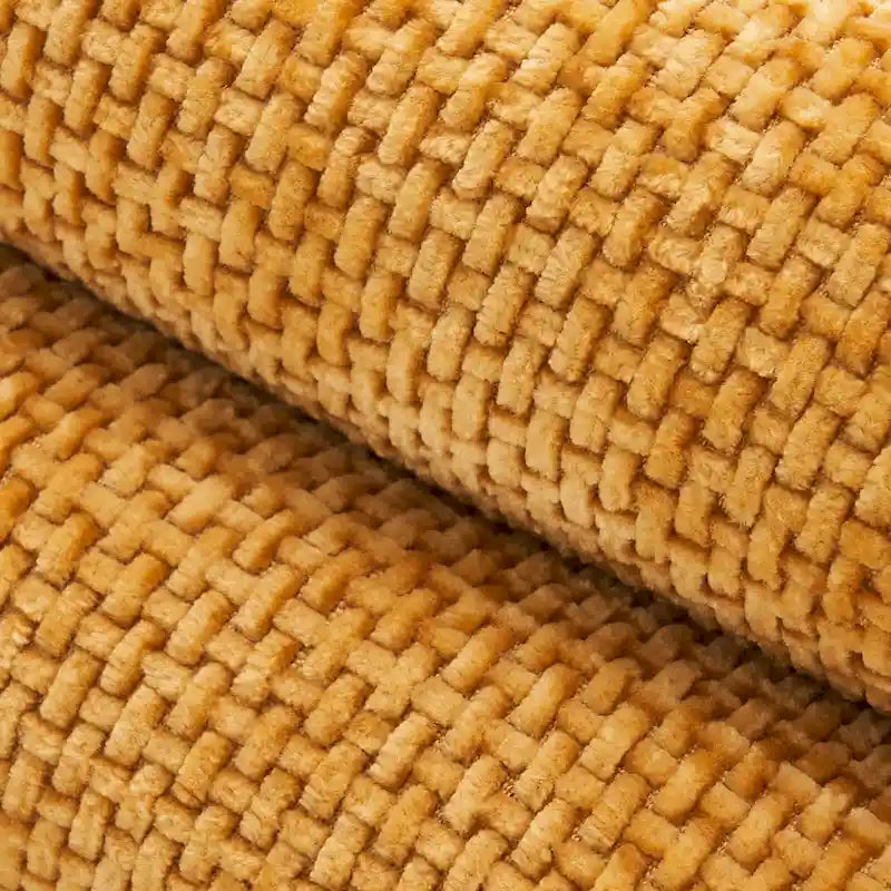 Causeuse en velours capitonnée avec pieds en métal doré, multicolore