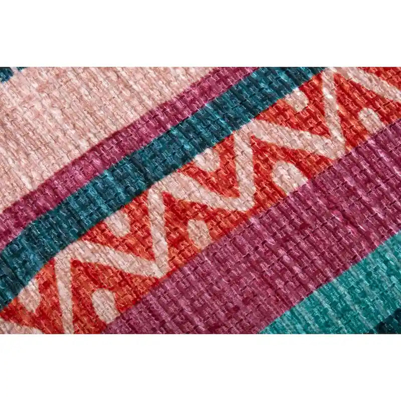 Pouf carré ottoman bohème rayé motif aztèque multicolore