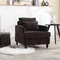 Fauteuil d'appoint en chenille avec cadre en bois et coussin lombaire – Noir, Gris ou Bordeaux