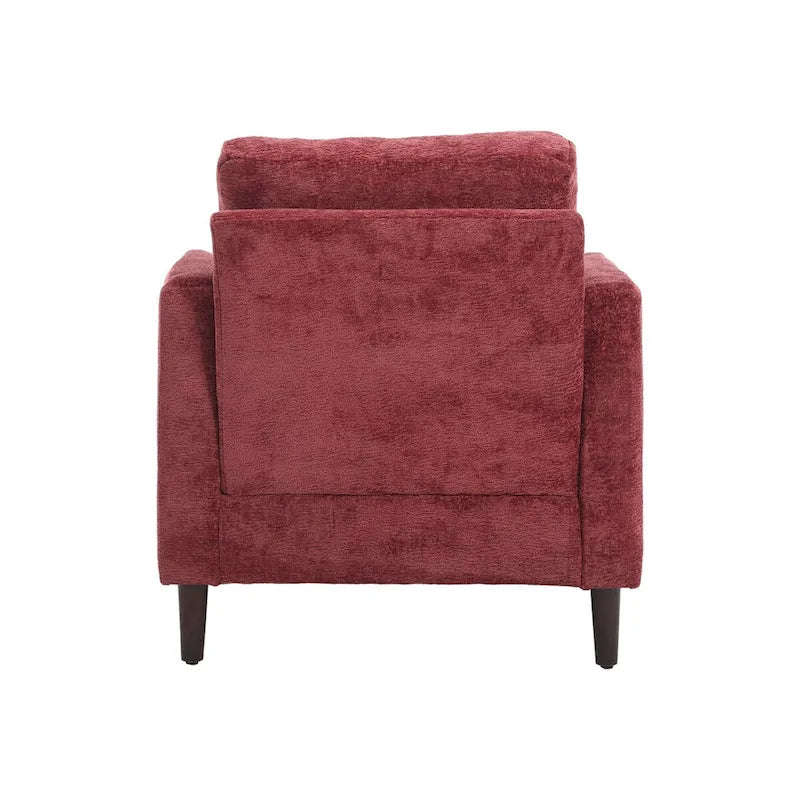 Fauteuil d'appoint en chenille avec cadre en bois et coussin lombaire – Noir, Gris ou Bordeaux