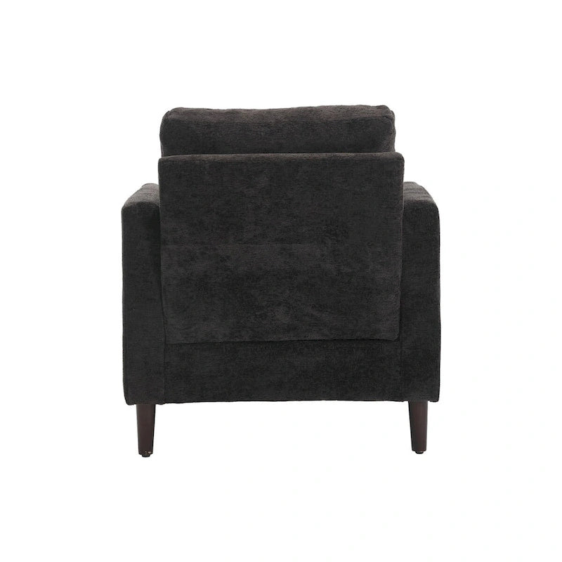 Fauteuil d'appoint en chenille avec cadre en bois et coussin lombaire – Noir, Gris ou Bordeaux