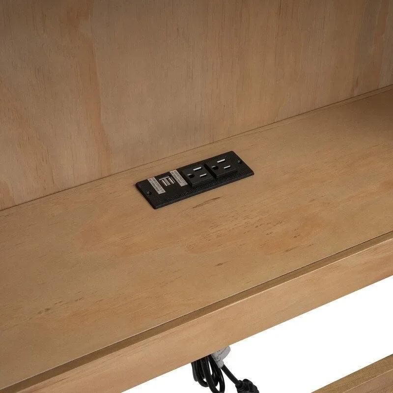 Lit de repos double en bois avec lit gigogne, étagères de rangement intégrées et ports de chargement USB