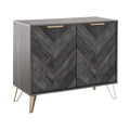 Buffet console de style Mid-Century à 2 portes et portes à chevrons couleur Espresso