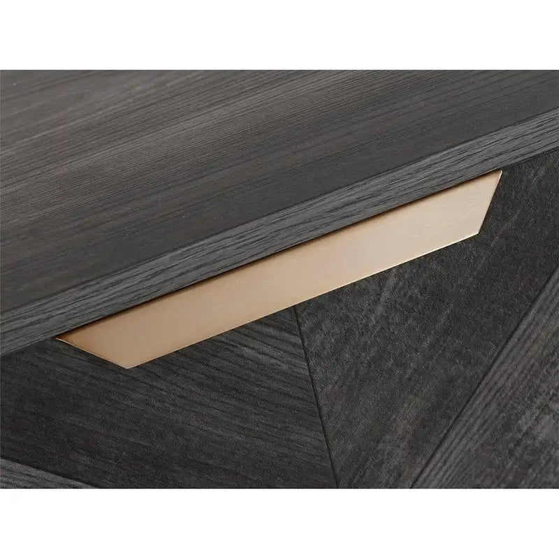 Buffet console de style Mid-Century à 2 portes et portes à chevrons couleur Espresso