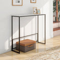 Console étroite avec plateau en quartz blanc et piètement en métal noir