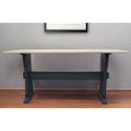 HomeRoots 70 Ivory and Black Genuine Marble Trestle Console Table - 70
