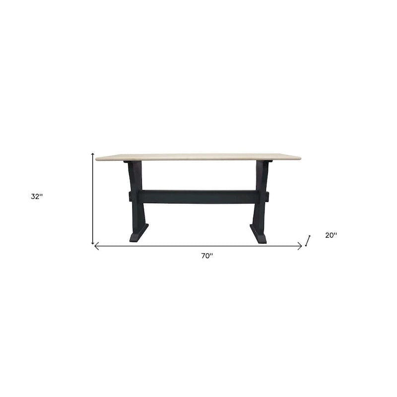 Console en marbre ivoire et piètement tréteau en bois massif noir