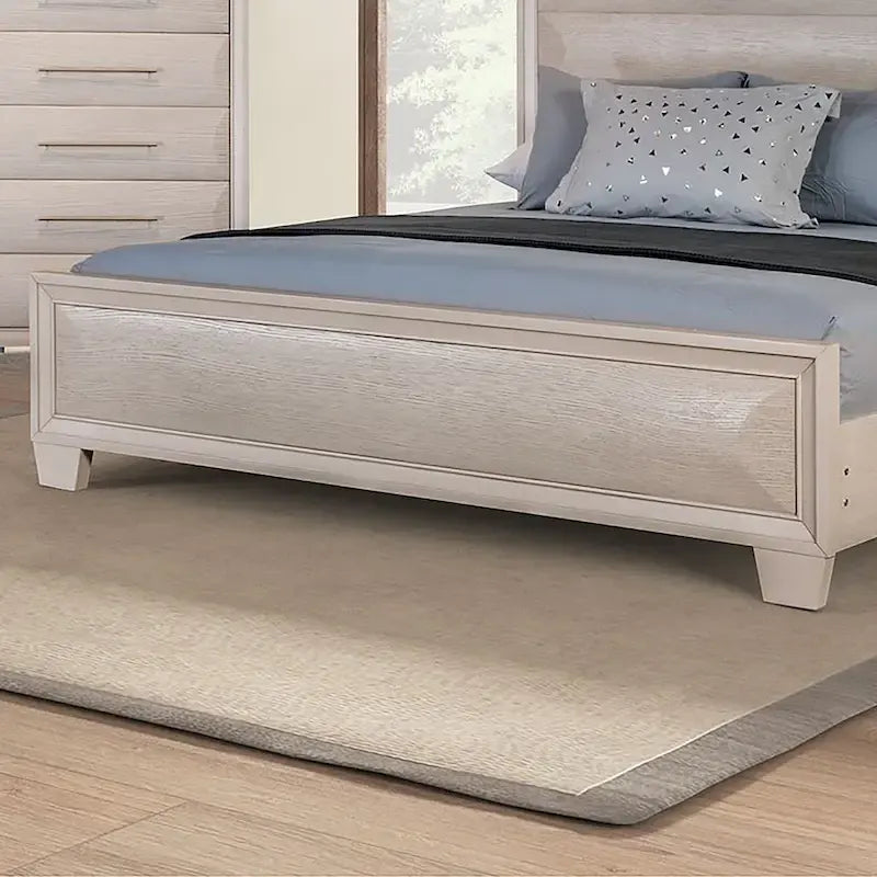 Cadre de lit moderne en bois à panneaux arrondis Espresso Chêne blanc Queen King