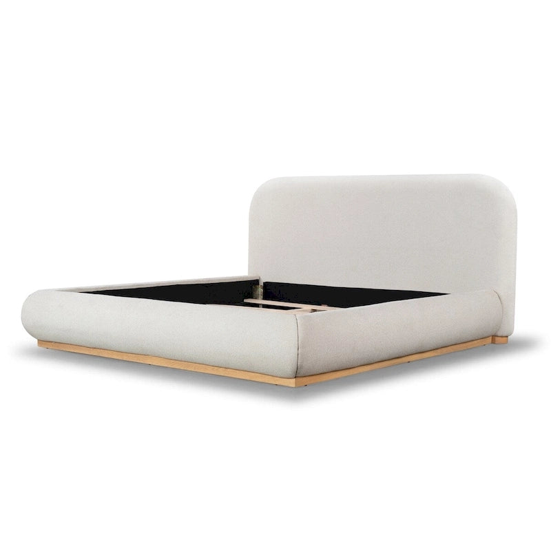 Lit plateforme Boucle avec tête de lit incurvée et base en bois