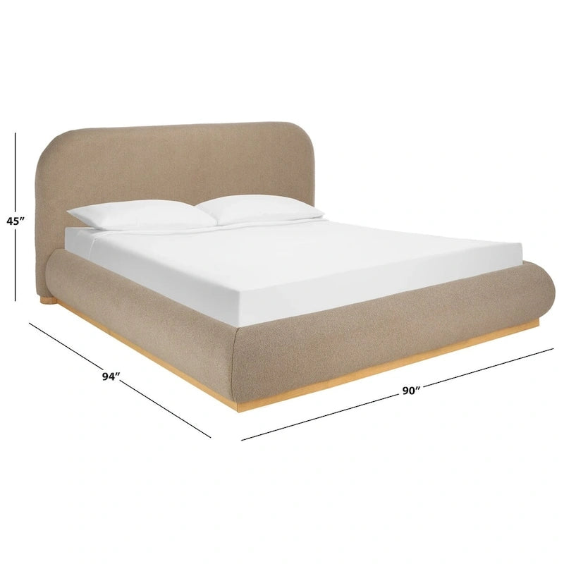 Lit plateforme Boucle avec tête de lit incurvée et base en bois