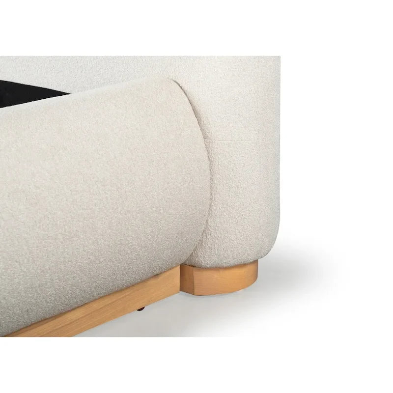 Lit plateforme Boucle avec tête de lit incurvée et base en bois