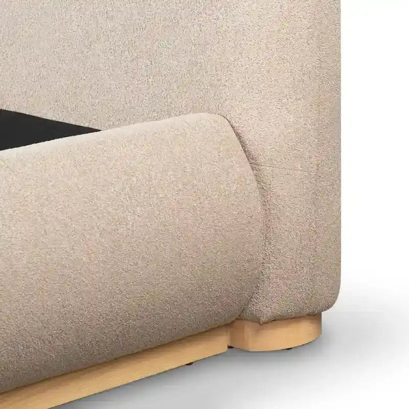 Lit plateforme Boucle avec tête de lit incurvée et base en bois