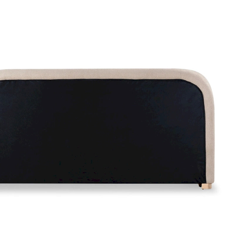 Lit plateforme Boucle avec tête de lit incurvée et base en bois